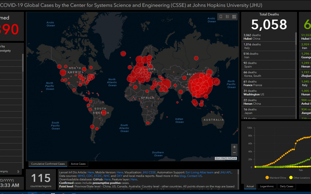 Coronavirus Map from Johns Hopkins